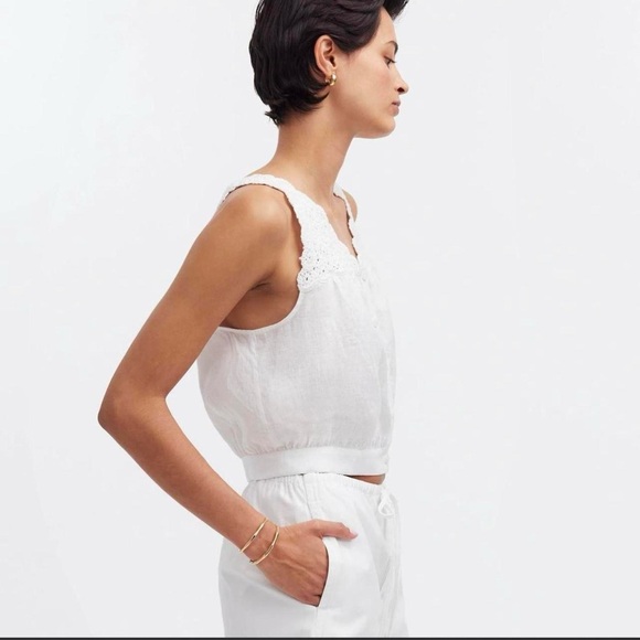 NWT Madewell Linen White Sleeveless Top - Picture 2 of 6